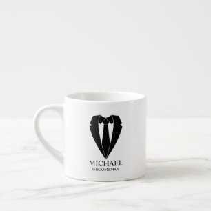 Xícara De Espresso Terno Preto e Gravata Personalizados para Noivos