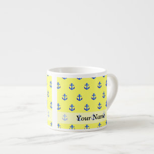 Xícara De Espresso Teste padrão amarelo da âncora