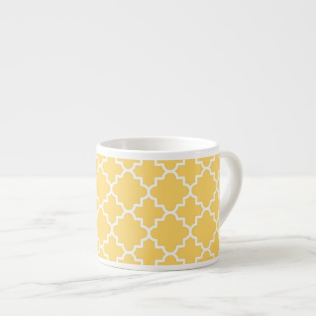 Xícara De Espresso Teste padrão amarelo de Quatrefoil (Frente Esquerda)
