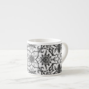 Xícara De Espresso Teste padrão chinês de Nouveau da arte - cinza d