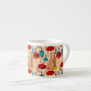 Xícara De Espresso Teste padrão das flores, dos vasos e das garrafas