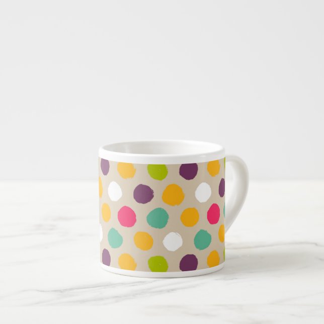 Xícara De Espresso Teste padrão de bolinhas desenhado mão (Frente Esquerda)
