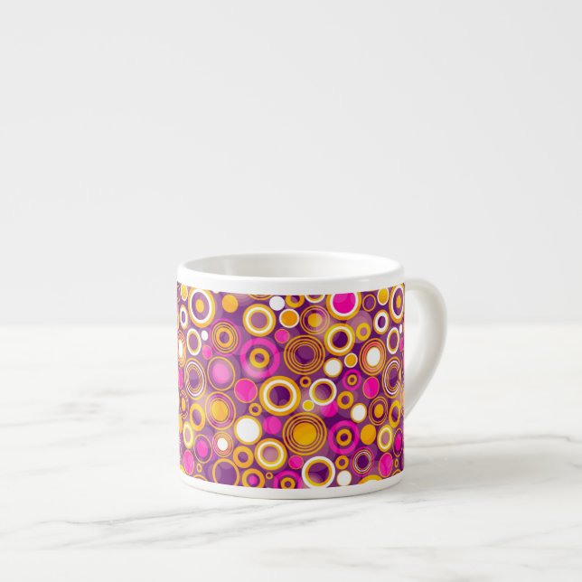 Xícara De Espresso Teste padrão de bolinhas violeta (Frente Esquerda)