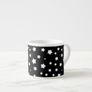 Xícara De Espresso Teste padrão de estrelas preto e branco