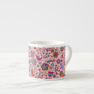 Xícara De Espresso Teste padrão do primavera com flores coloridas