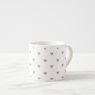 Xícara De Espresso Teste padrão dos corações do brilho do rosa