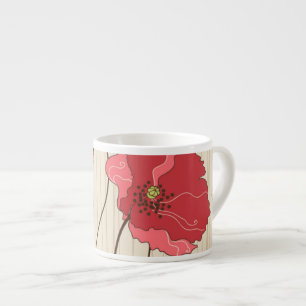 Xícara De Espresso Teste padrão retro das papoilas