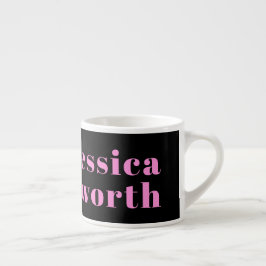 Xícara De Espresso Texto Editável Retro-Moderno | Preto & Rosa