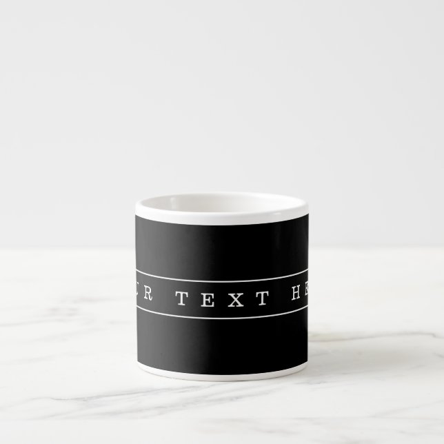 Xícara De Espresso Texto Simples Elegante & Listras Finas (Frente)
