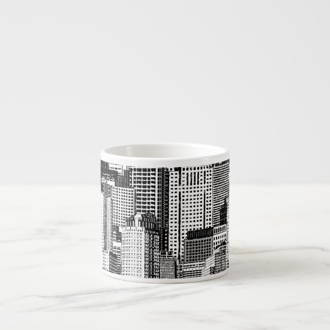 Xícara De Espresso Textura Isométrica de Cidade do Skyscraper (Frente)