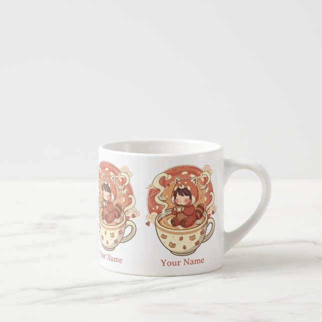 Xícara De Espresso Tiny Chibi Red Panda Milk Mug for Kids (Direita)
