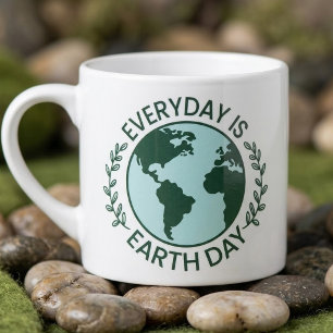 Xícara De Espresso Todo Dia é Dia da Terra - Amante da Terra Verde Vi