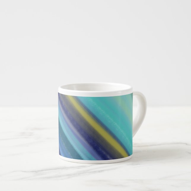 Xícara De Espresso Tons de Azul do Oceano Profundo (Frente Esquerda)