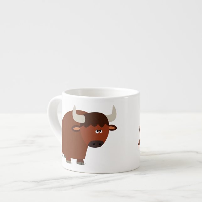 Xícara De Espresso Touro De Cartoon Bonito E Tão Presso Mug (Frente Esquerda)