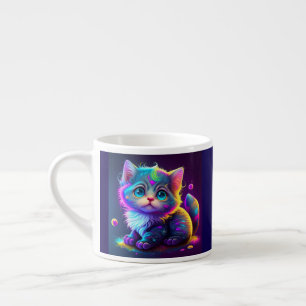 Xícara De Espresso Trabalho de arte Digital Gato Colorido - 79827