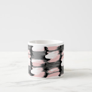 Xícara De Espresso Traços de pincel, decoração cor-de-rosa-cinza.
