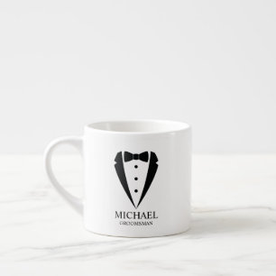 Xícara De Espresso Traje Preto de Smoking Personalizado para Noivos