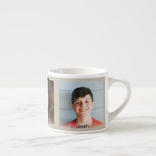 Xícara De Espresso Três fotos e nome, moldura Sci-Fi bege