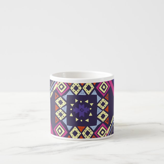 Xícara De Espresso Tribal, origem geométrica primitiva. (Frente)