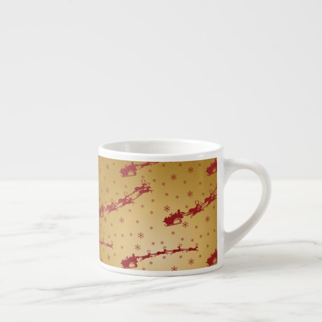 Xícara De Espresso Trilha vermelha de Natal Dourada (Direita)