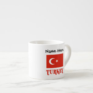 Xícara De Espresso Turquia e bandeira turca com seu nome