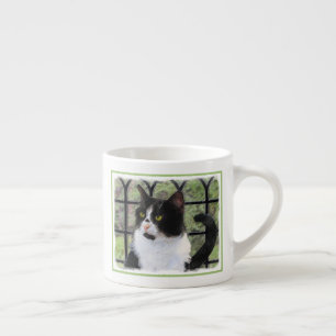 Xícara De Espresso Tuxedo Cat em Pintura de Janela Arte Animal Origin