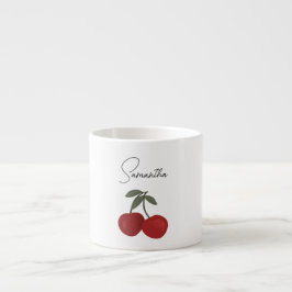 Xícara De Espresso Two Red Cherries Illustration | Cute Fruit Art 