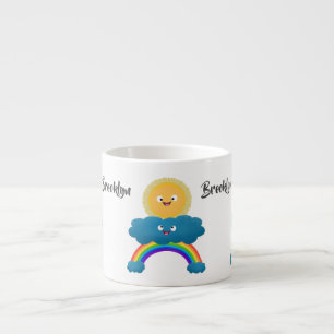 Xícara De Espresso Um desenho animado da nuvem-arco-íris, uma nuvem d