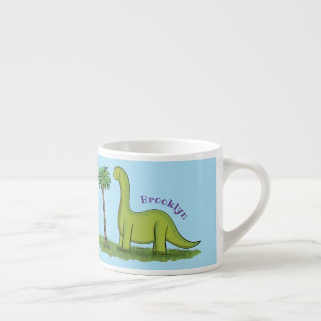 Xícara De Espresso Um desenho animado de brontosaurus dinossauros, ve (Direita)