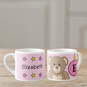 Xícara De Espresso Ursa de pelúcia rosa tamanho infantil fofo