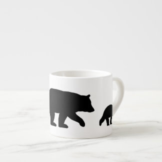 Xícara De Espresso Urso Negro Mama com Silhuettes Cubs | Animais selv