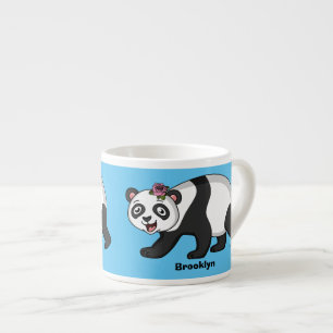 Xícara De Espresso Urso panda bonito e feliz com desenho animado