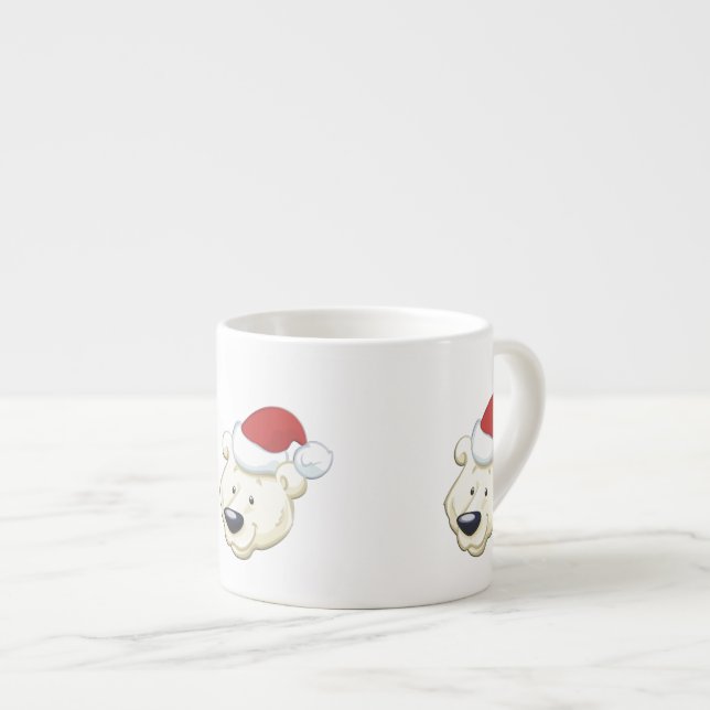 Xícara De Espresso Urso Polar de Natal (Frente Esquerda)