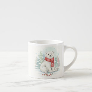 Xícara De Espresso Urso Polar Inverno Aquarela Fofa