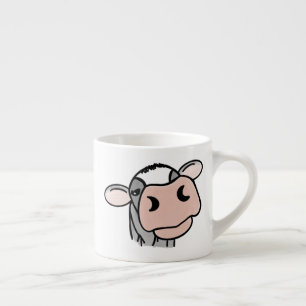 Xícara De Espresso vaca de desenho animado preto branco rosa beijo ci