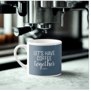 Xícara De Espresso Vamos Tomar Café Juntos Monograma de Casal Branc