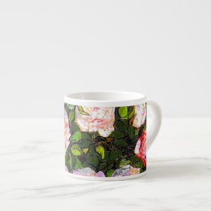 Xícara De Espresso Van Gogh ainda vive com rosas rosa