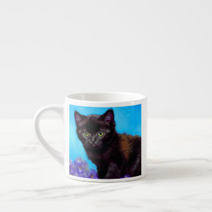 Xícara De Espresso Van Gogh Cat e Flores