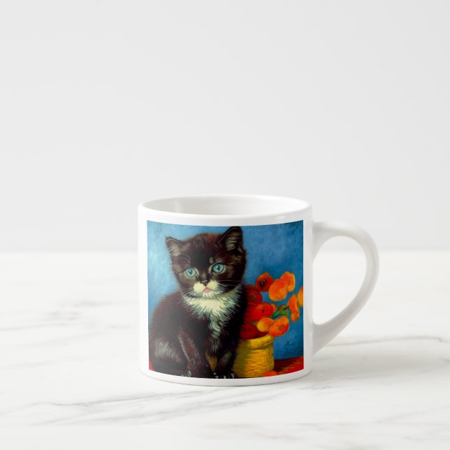 Xícara De Espresso Van Gogh Tuxedo Cat (Direita)