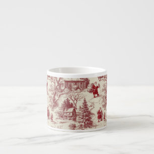 Xícara De Espresso Vermelho Tradicional Papai Noel em Toile De Jouy C