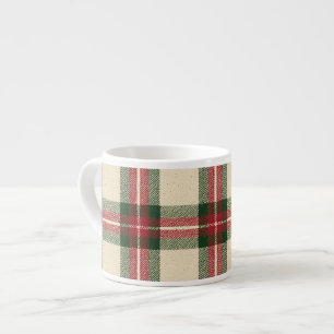 Xícara De Espresso Vermelho Verde Creme Xadrez Listras Natal