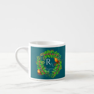 Xícara De Espresso Verruga Natal Monograma Oceano Azul