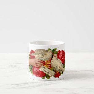 Xícara De Espresso Vintage Birds Adoráveis Vitorianos