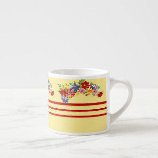 Xícara De Espresso Vintage Floral E Stripes Espresso Mug