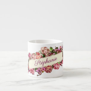Xícara De Espresso Vintage Floral Personalizável Feminino Fofo para D