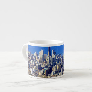 Xícara De Espresso Vista aérea do centro de Chicago com lago
