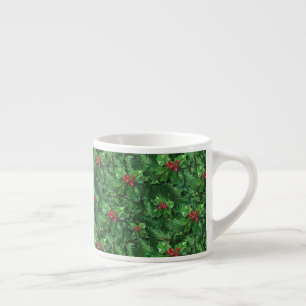 Xícara De Espresso Watercolor Christmas Holly Berries