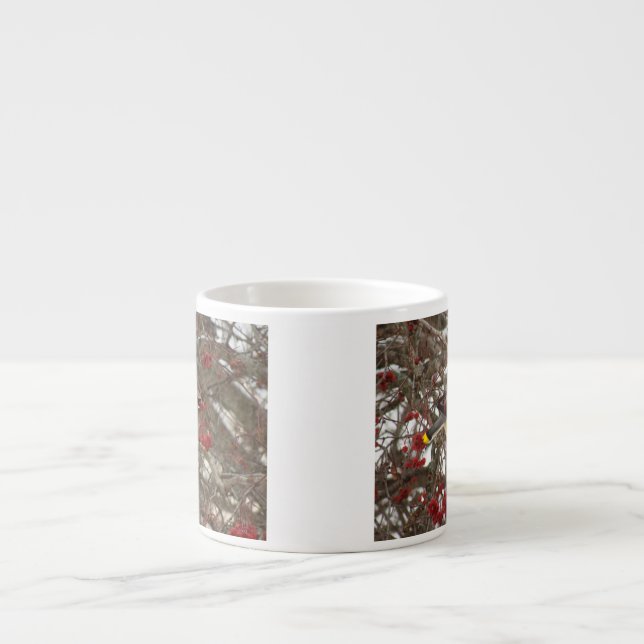 Xícara De Espresso Waxwing de cedro (Frente)