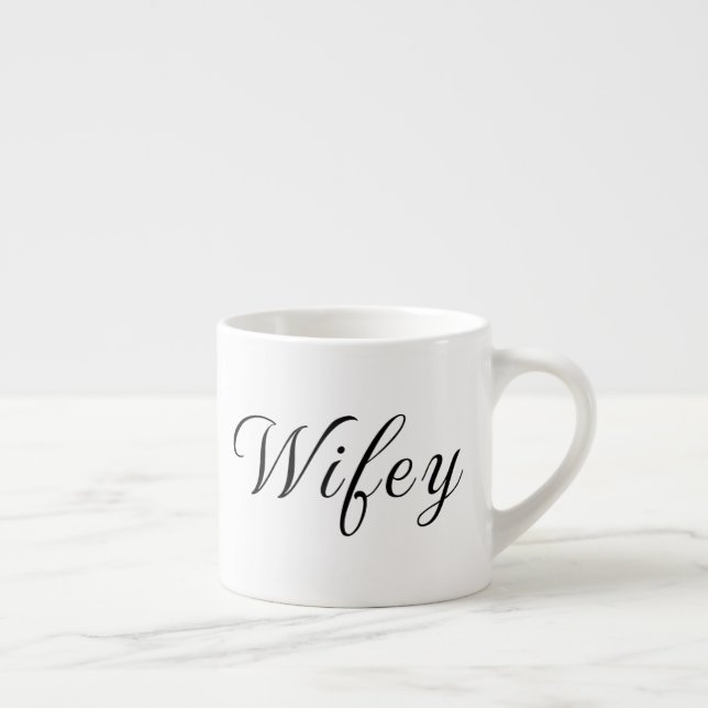 Xícara De Espresso Wifey Modern Black Script White Womens (Direita)