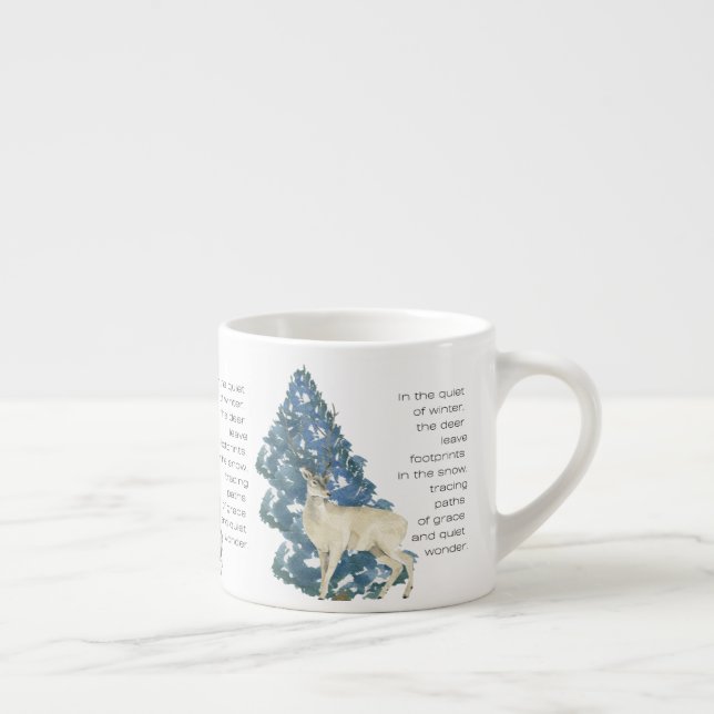 Xícara De Espresso Wild Deer Footprints in Snow – Winter Nature Art (Direita)